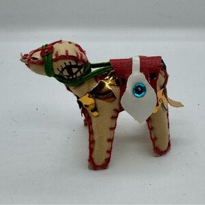 ❤️LAST CHANCE❤️ 2/$10🎄 EGYPT vintage travel ornament Hand Painted Leather camel